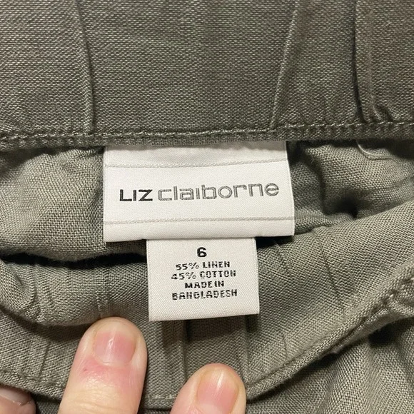Liz Claiborne Womens 6 Khaki Utility Skirt Linen Cotton Blend Preppy - Picture 2 of 6
